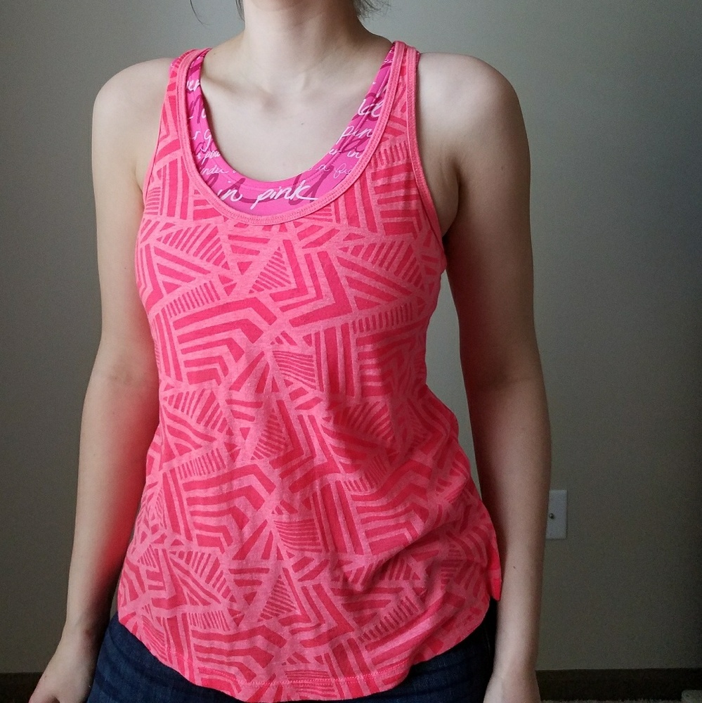 Salmon Razorback Sport Tank w/ Geometric - Picture 2 of 4